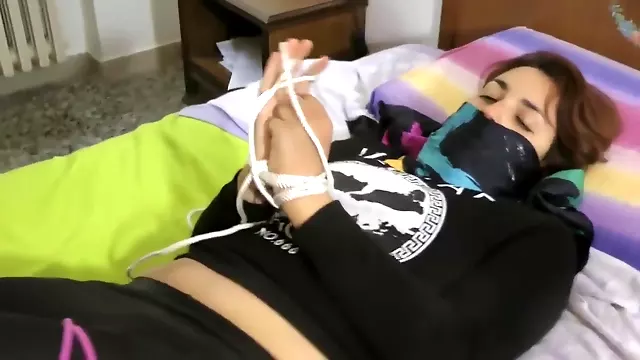 Girl Gets Roped And Gagged With Scarfs