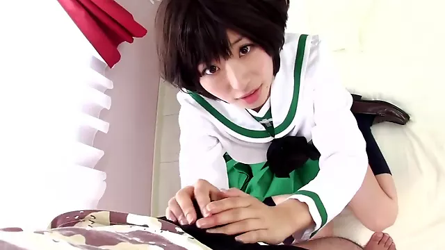 Lewd Japanese teen POV incredible porn clip