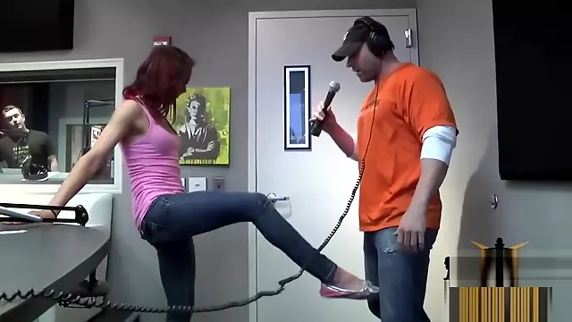 Radio Host gets kicked in the balls