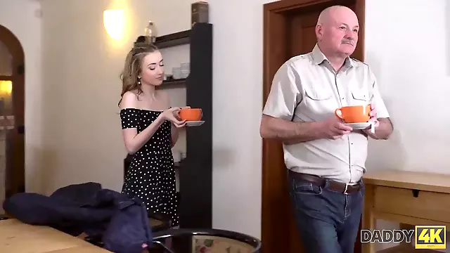 Watch this kinky old dude tongue his 18yo daughter's brains out in DADDY4K