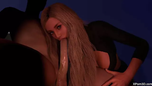 Busty Blonde Babe 3D Porn Teen Blowjob