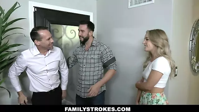 FamilyStrokes - Cute Blond Teen Fucks Around With Hot Uncle and Stepdad