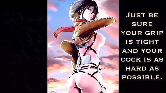 Mikasa, femdom anime, hentai joi slow cum