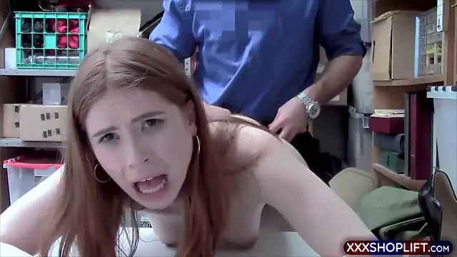 Irish redhead shoplifter teen chick gets punish fucked
