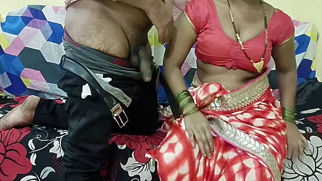 Elderly Indian aunt from Mumbai goes nude to worship her nephew's big cock while having dirty conversations in Hindi