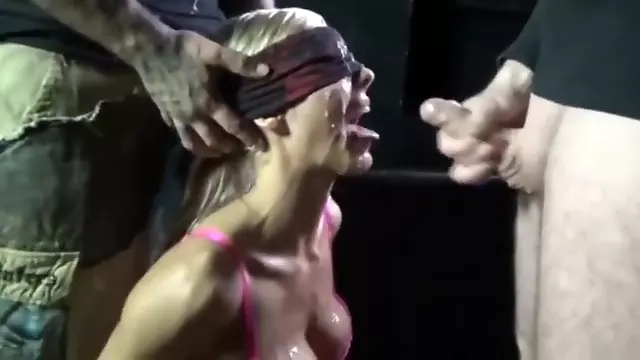 Blonde wife gets facials in porn cinema