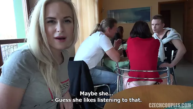 Czech group fuck at restaurant