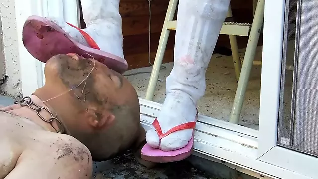 Dirty socks worship, slime under, under face on feet slave