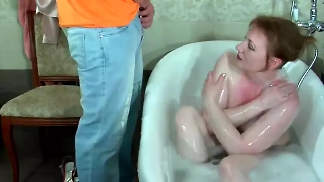 Russian stepmom fucked in bath