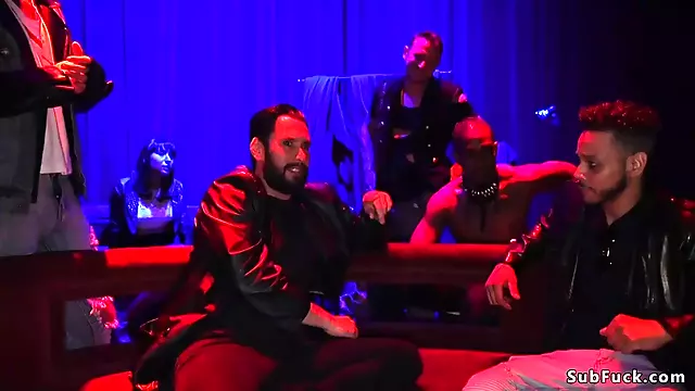 Group of guys fucking babe in theater