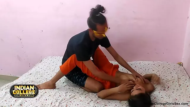 Sexy ***years old Indian skinny college girl does blowjob and gets pussy fingering and fucked