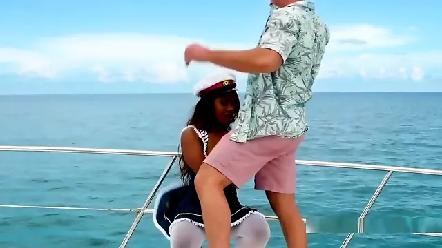 Hot Ebony Captain Fucks On The Boat