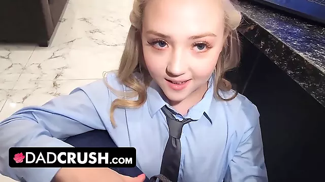 Horny blonde stepdaughter Eva Nyx receives a creampie in her mouth-watering teen pussy from her step daddy - DadCrush