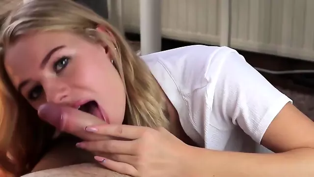 Beautiful German Teen Sucks My Dick After Work - Close Up Blowjob